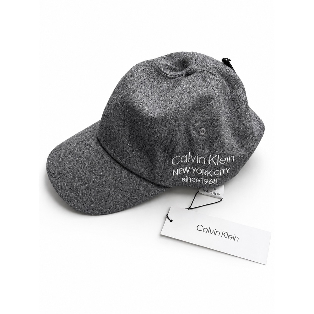 Calvin Klein Mens Grey Wool Blend Baseball Cap New York City ‎ 1968 Hat unisex